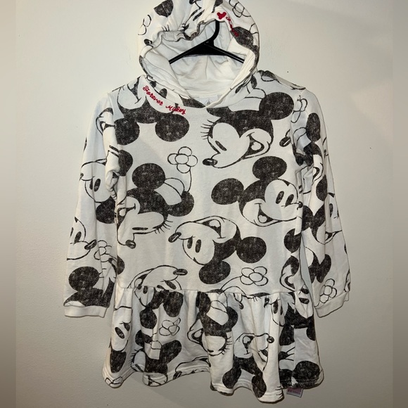 Disney Other - Disney White and Black Mickey Mouse Hoodie Dress for Kids